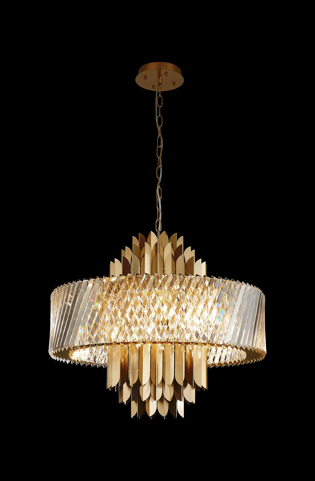 Lola Brass Crystal Ceiling Lights Diyas Statement Crystal Fittings